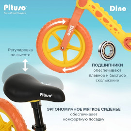 PITUSO Беговел Dino, колеса EVA 12" Yellow/Желтый