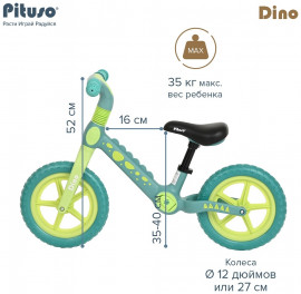 PITUSO Беговел Dino, колеса EVA 12" Зелёный/Green
