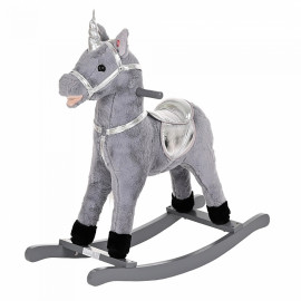 Качалка-лошадка Pituso длинная грива Единорог серый