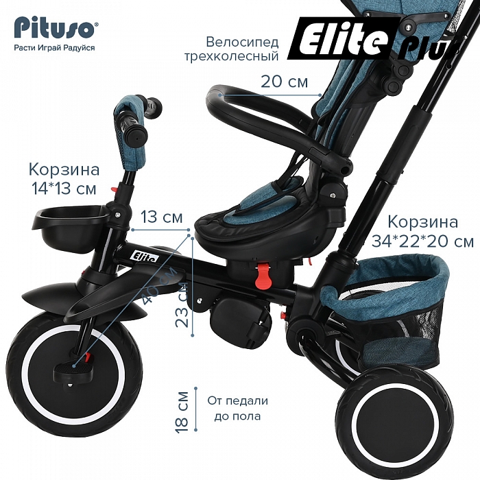 Велосипед трехколесный Pituso Elite Plus Blue/Сине-зеленый