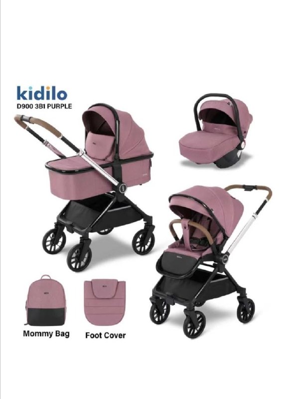 Коляска прогулочная Kidilo D900 3в1 Фиолетовый