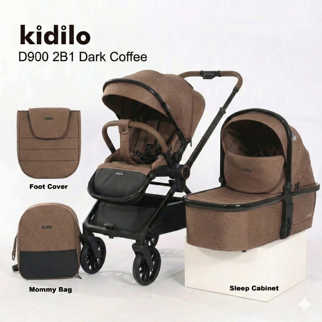 Коляска прогулочная Kidilo D900 2в1 кофе