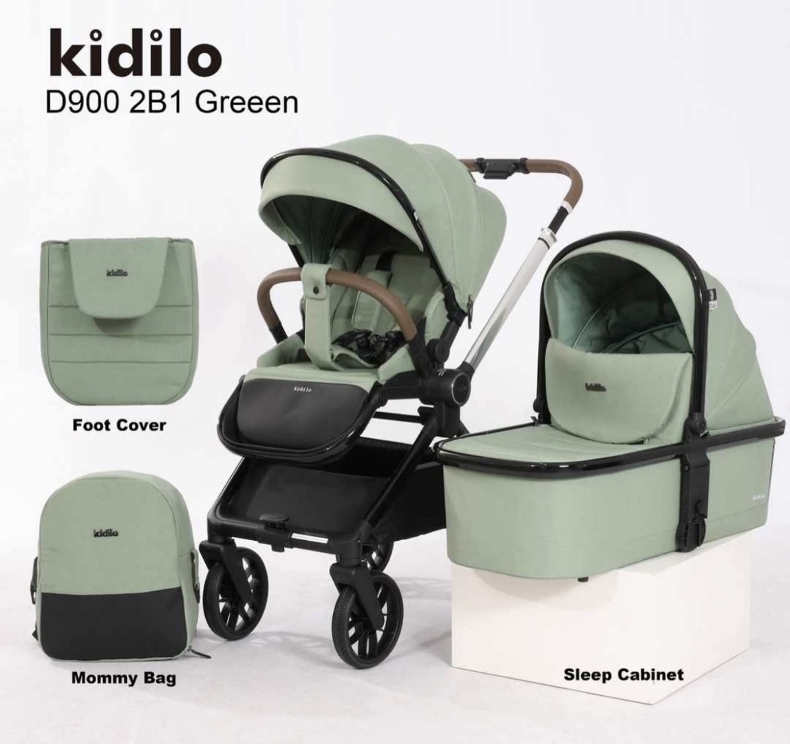 Коляска прогулочная Kidilo D900 2в1 зелёный