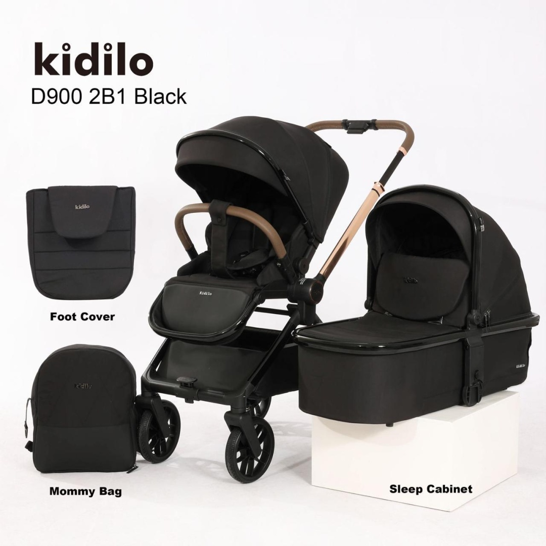 Коляска прогулочная Kidilo D900 2в1 черный