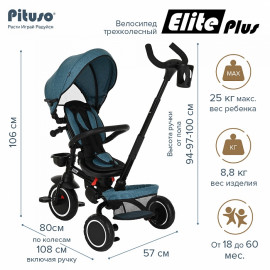 Велосипед трехколесный Pituso Elite Plus Blue/Сине-зеленый