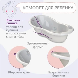 Ванночка для купания новорожденных Kidwick Шатл, с термометром, серая
