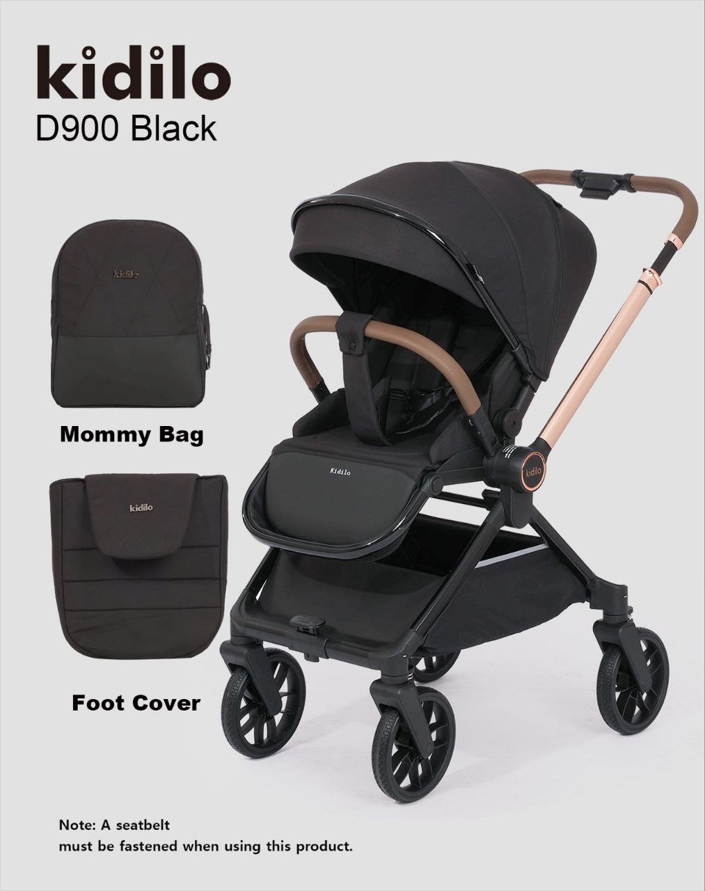 Коляска прогулочная Kidilo D900 черный