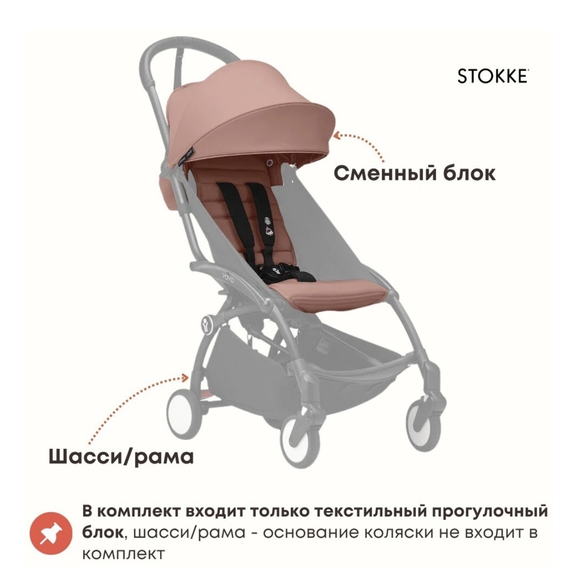 Сменный текстиль для прогулочной коляски Stokke YOYO³, цвет Ginger